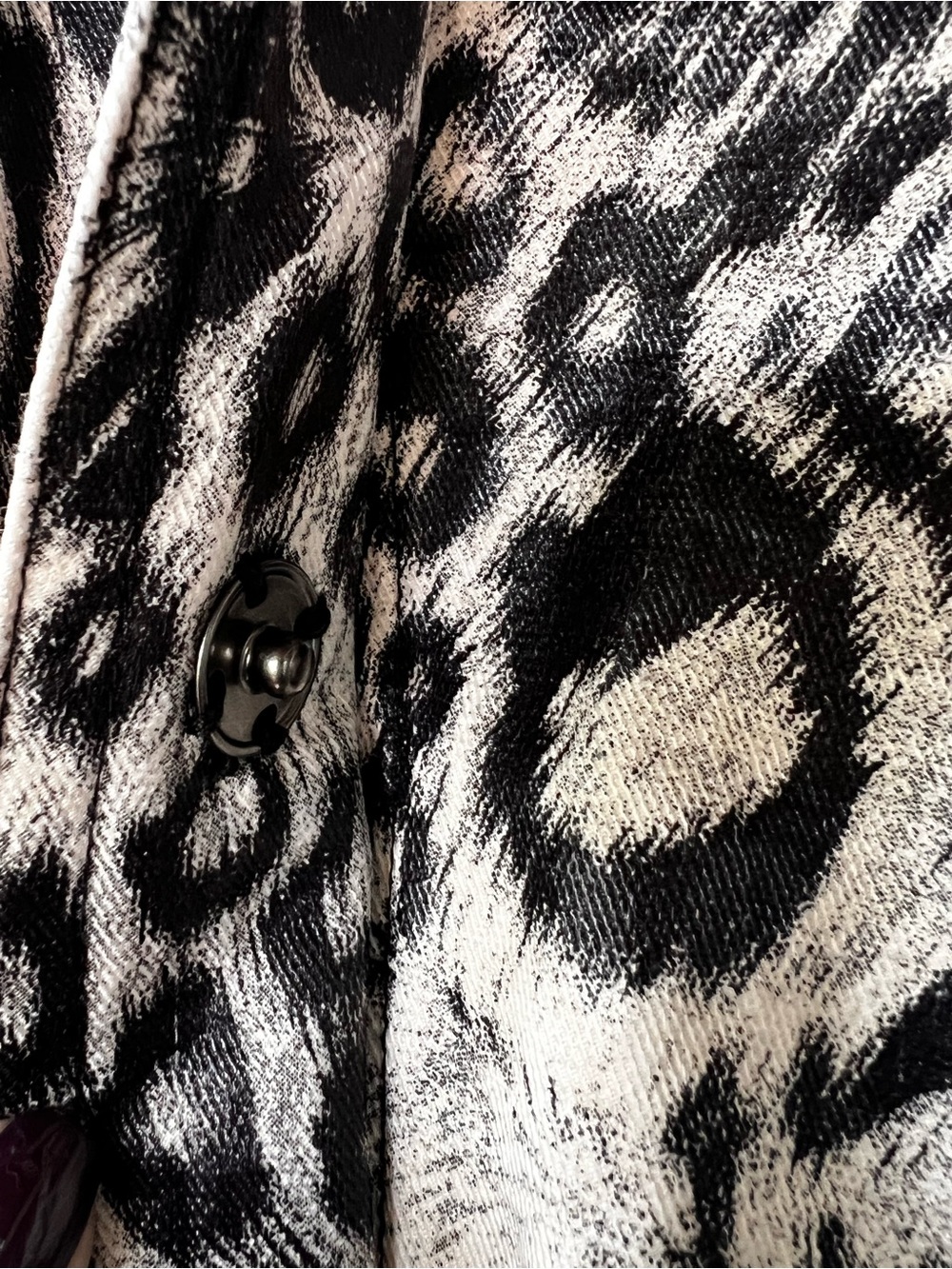 Red Coral Animal Print Leopard Bubble Hem Statement Coat Bell Sleeve L - Picture 16 of 16